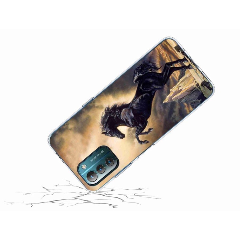 Zselés borítás mmCase a Nokia G11/G21 készülékhez - fekete rajzfilm ló