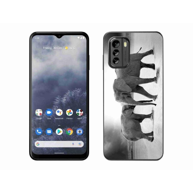 Zselés borítás mmCase a Nokia G60 5G készülékhez - fekete és fehér elefántok