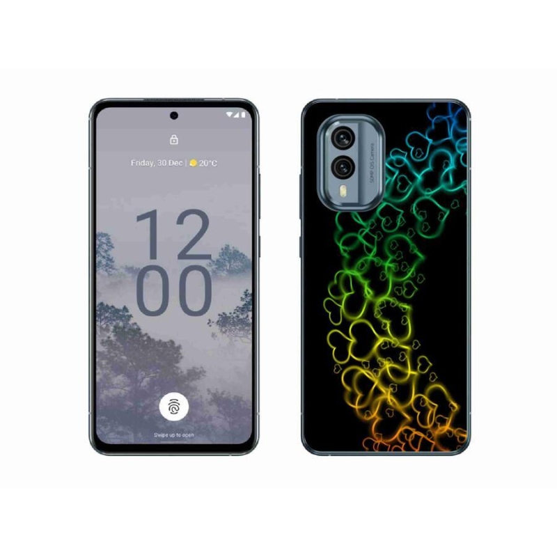 Zselés borítás mmCase mobiltelefonhoz Nokia X30 5G - színes szívek