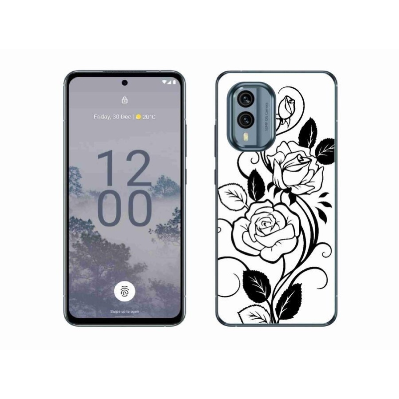 Zselés borítás mmCase a Nokia X30 5G készülékhez - fekete és fehér rózsa