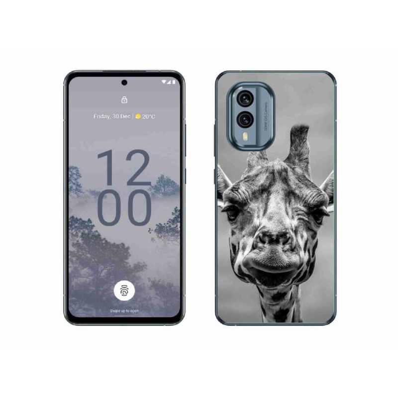Zselés borítás mmCase a Nokia X30 5G készülékhez - fekete-fehér zsiráf