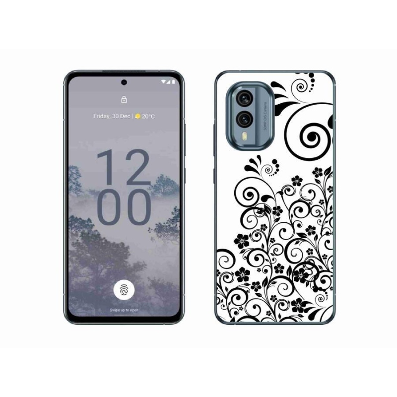 Zselés borítás mmCase a Nokia X30 5G készülékhez - fekete-fehér virágminták