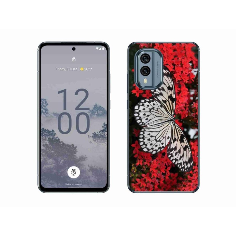 Zselés borítás mmCase a Nokia X30 5G készülékhez - fekete-fehér pillangó 1