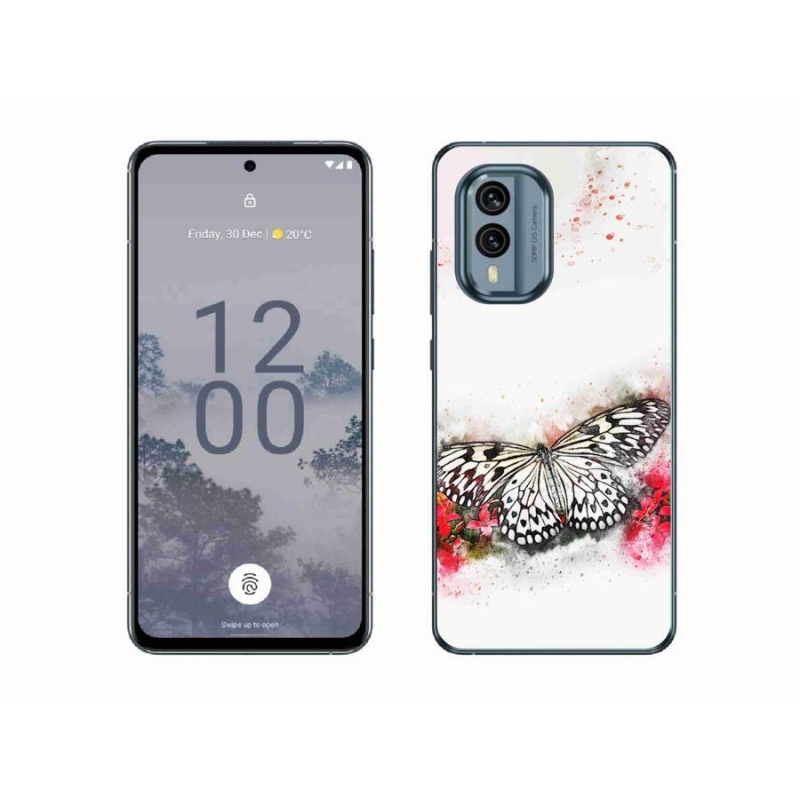 Zselés borítás mmCase a Nokia X30 5G készülékhez - fekete-fehér pillangó