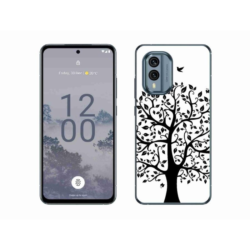 Zselés borítás mmCase a Nokia X30 5G készülékhez - fekete-fehér fa