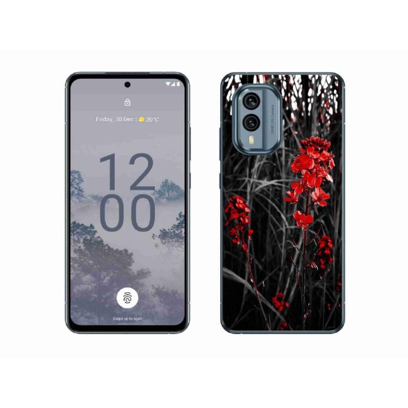 Zselés borítás mmCase a Nokia X30 5G készülékhez - piros növény