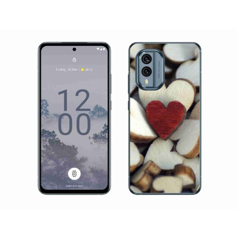 Zselés borítás mmCase a Nokia X30 5G készülékhez - gravírozott piros szív