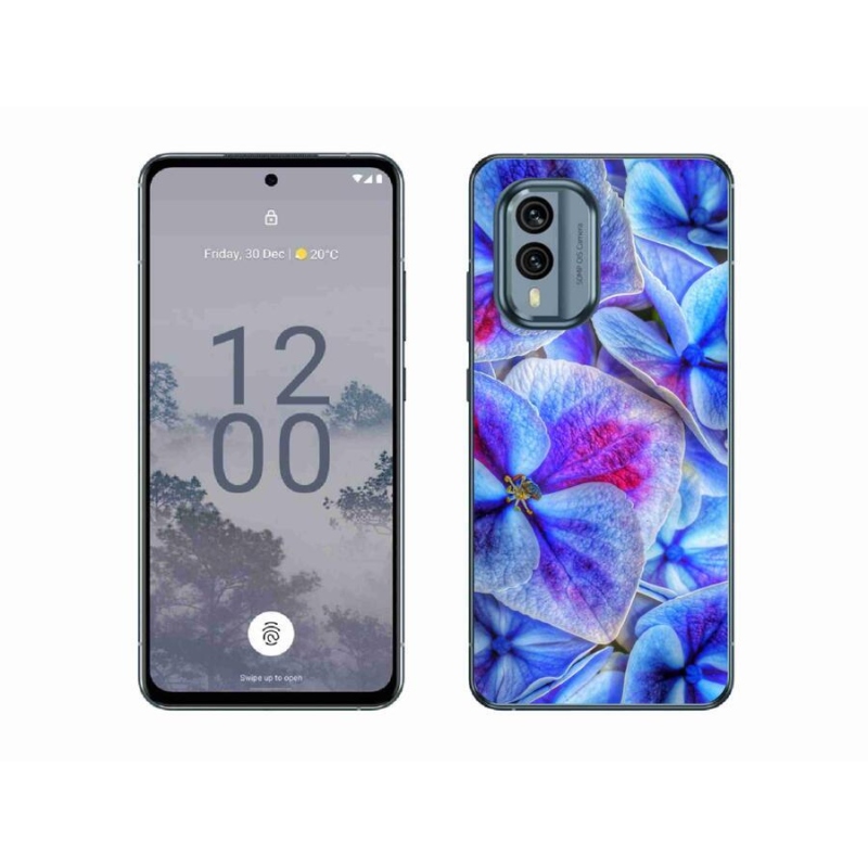 Zselés borítás mmCase a Nokia X30 5G készülékhez - kék virágok 1