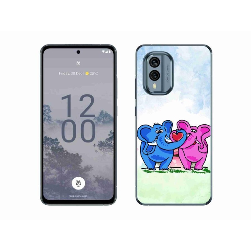 Zselés borító mmCase a Nokia X30 5G mobilhoz - szerelmes elefántok