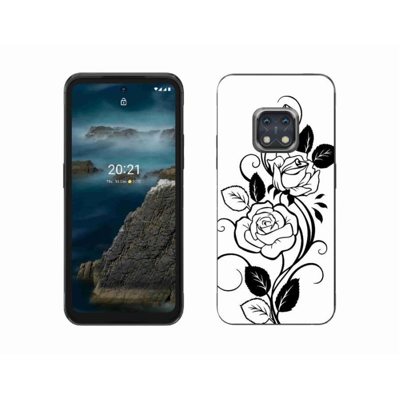 Zselés borítás mmCase a Nokia XR20 készülékhez - fekete és fehér rózsa