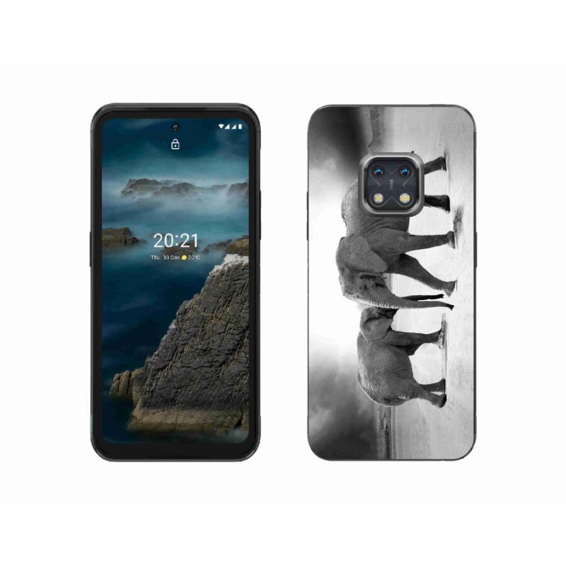 Zselés borítás mmCase a Nokia XR20 készülékhez - fekete és fehér elefántok
