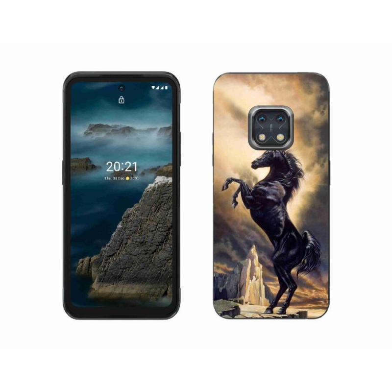 Zselés borítás mmCase a Nokia XR20 készülékhez - fekete rajzfilmes ló