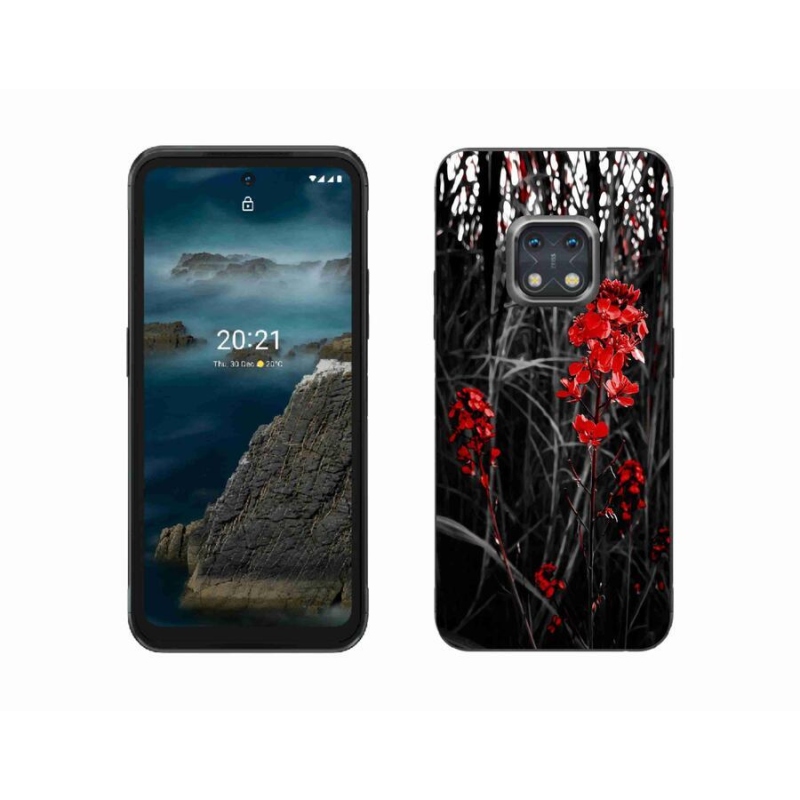 Zselés borítás mmCase a Nokia XR20 készülékhez - piros növény