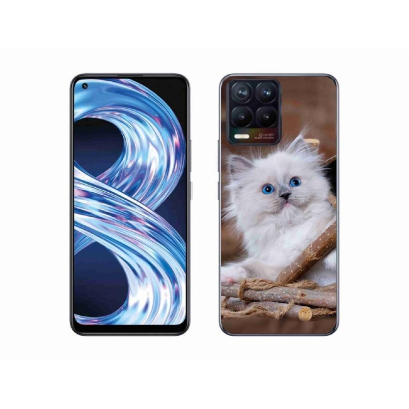 Gél borítás mmCase a Realme 8 4G készülékhez - fehér cica