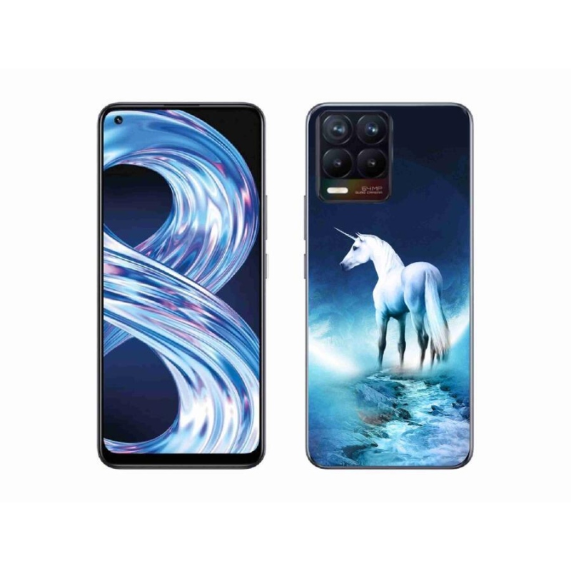 Gél borítás mmCase a Realme 8 4G készülékhez - fehér egyszarvú