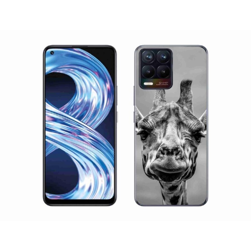 Gél borítás mmCase a Realme 8 4G készülékhez - fekete-fehér zsiráf