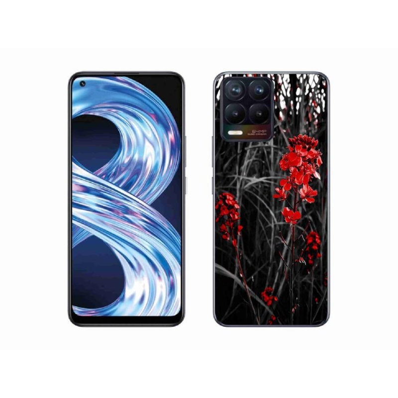 Gél borítás mmCase a Realme 8 4G készülékhez - piros növény