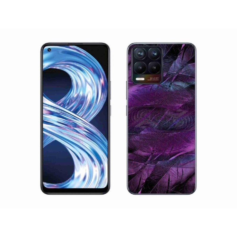 Gél borítás mmCase a Realme 8 4G készülékhez - lila tollak
