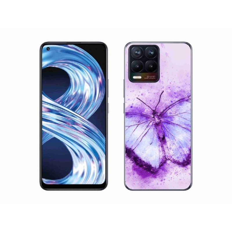 Gél borítás mmCase a Realme 8 4G-hez - lila pillangó