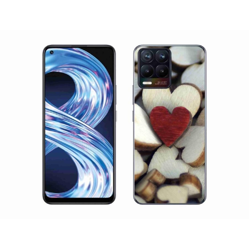 Gél borítás mmCase a Realme 8 4G készülékhez - gravírozott piros szív