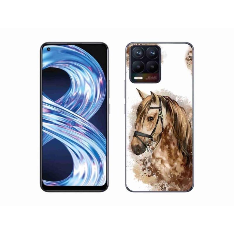 Gél borítás mmCase a Realme 8 4G-hez - barna rajzfilm ló