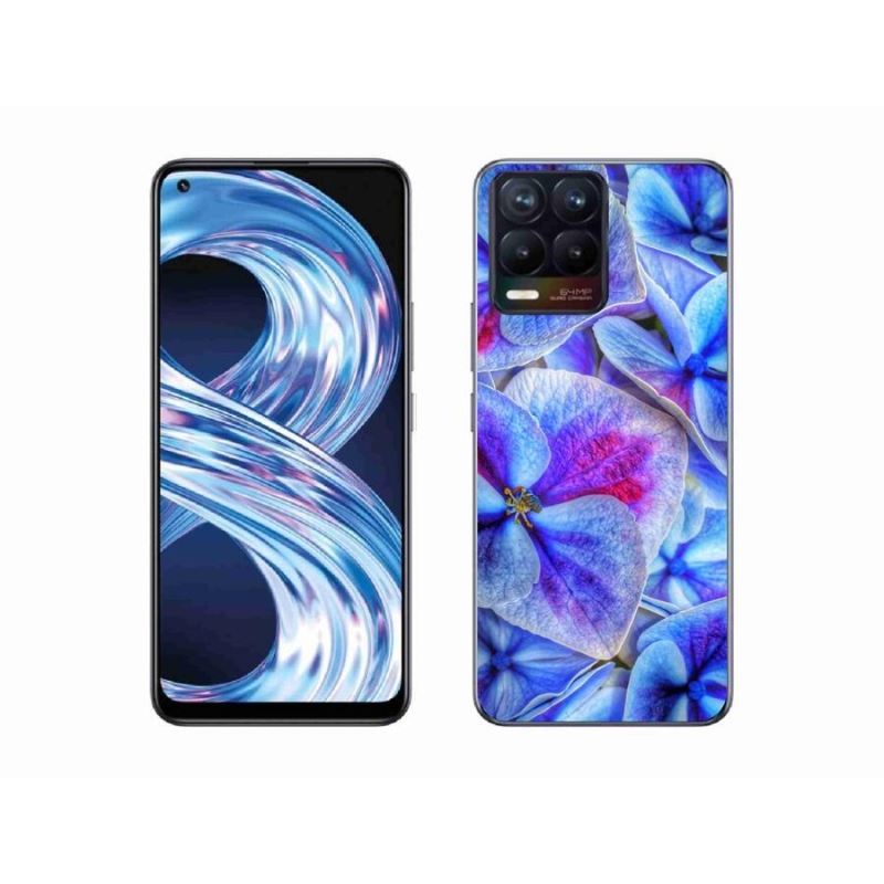 Zselés borítás mmCase a Realme 8 4G készülékhez - kék virágok 1