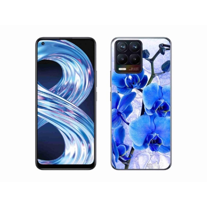 Gél borítás mmCase a Realme 8 4G készülékhez - kék virágok