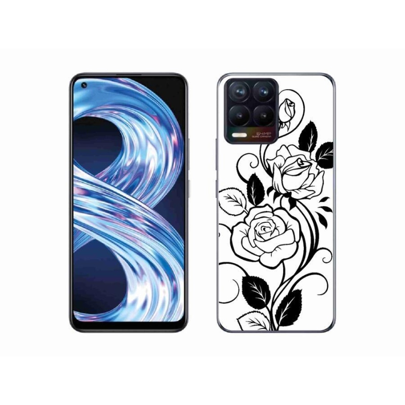 Gél borítás mmCase a Realme 8 Pro-hoz - fekete és fehér rózsa