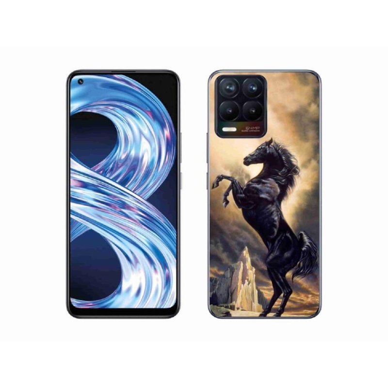 Gél borítás mmCase a Realme 8 Pro-hoz - fekete rajzfilm ló