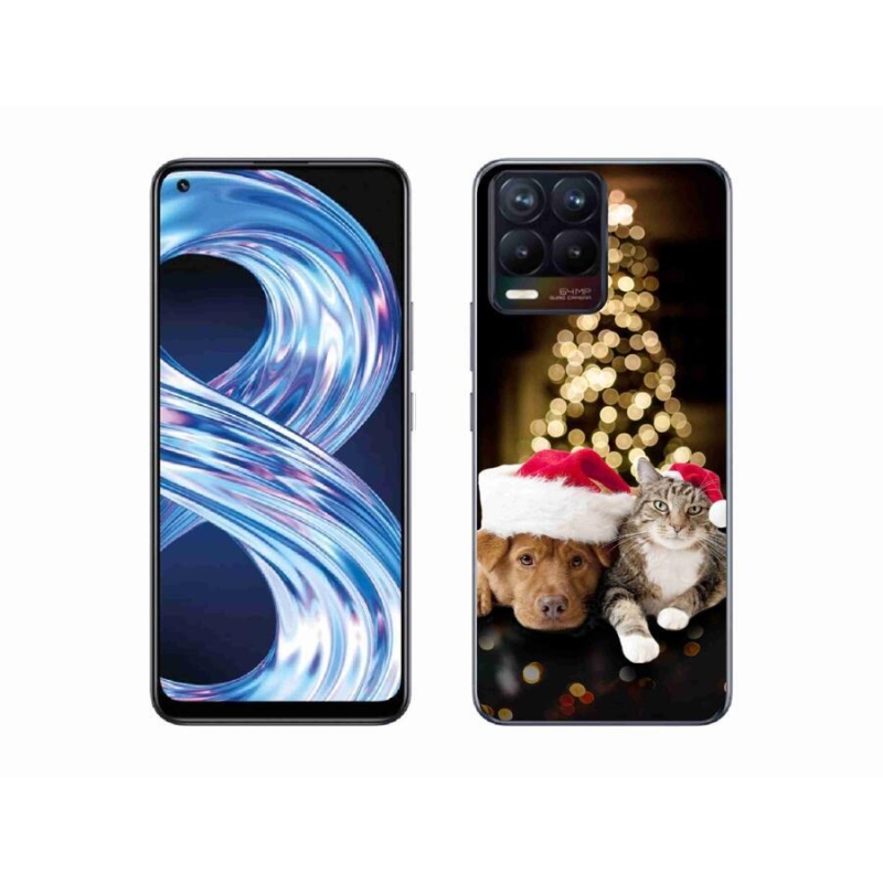 Gél borítás mmCase a Realme 8 Pro-hoz - Karácsonyi kutya és macska