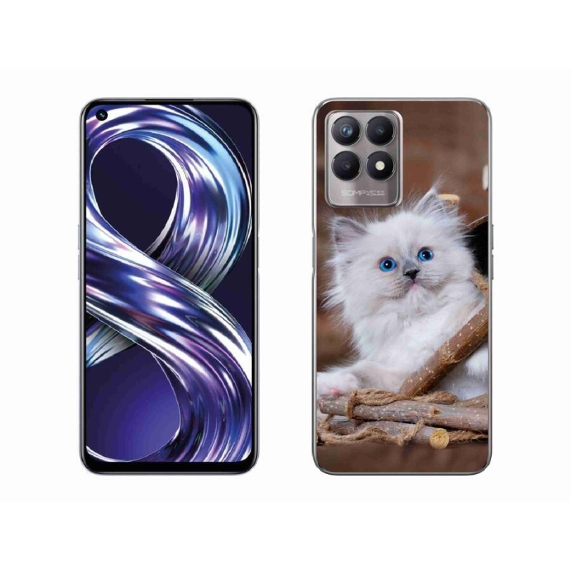 Gél borítás mmCase a Realme 8i készülékhez - fehér cica