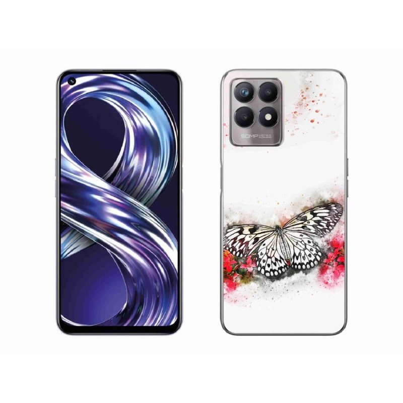 Zselés borítás mmCase a Realme 8i készülékhez - fekete-fehér pillangó