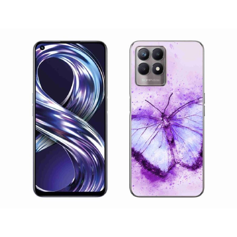 Zselés borító mmCase mobilhoz Realme 8i - lila pillangó