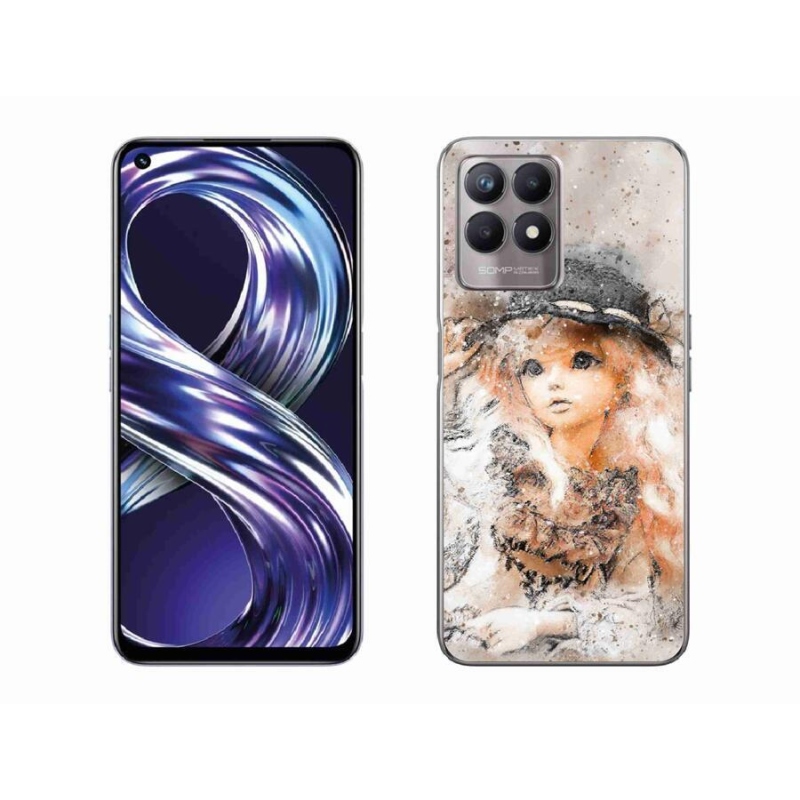 Gél borító mmCase mobilhoz Realme 8i - lány kalappal