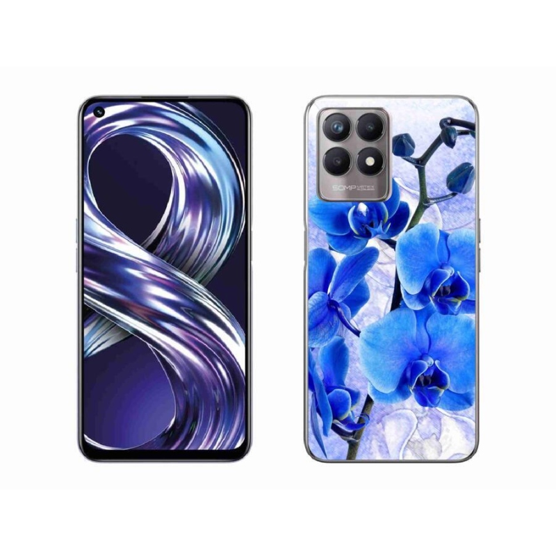 Zselés tok mmCase a Realme 8i készülékhez - kék virágok