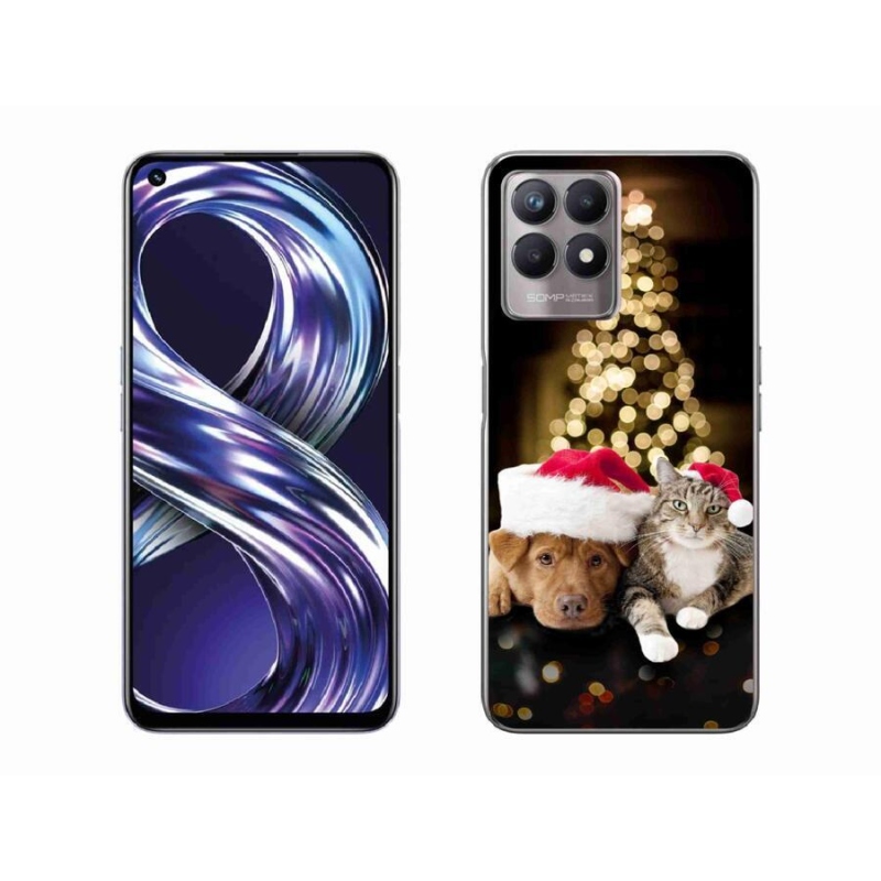 Gél borító mmCase mobilhoz Realme 8i - Karácsonyi kutya és macska