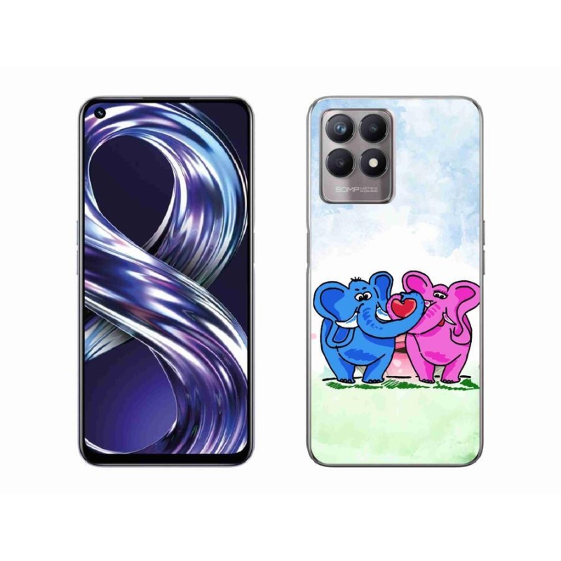 Gél borító mmCase mobilhoz Realme 8i - szerelmes elefántok
