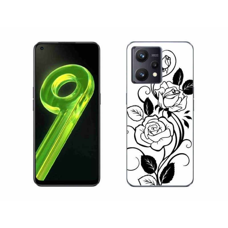 Gél borítás mmCase a Realme 9 4G-hez - fekete és fehér rózsa