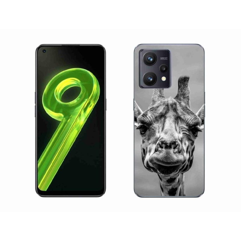Gél borítás mmCase a Realme 9 4G készülékhez - fekete-fehér zsiráf