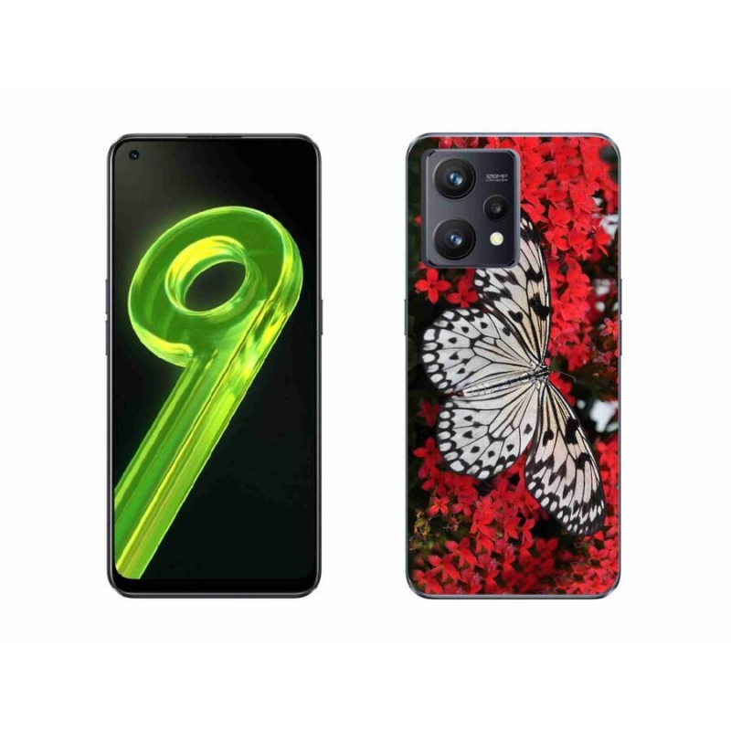 Zselés borítás mmCase a Realme 9 4G-hez - fekete-fehér pillangó 1