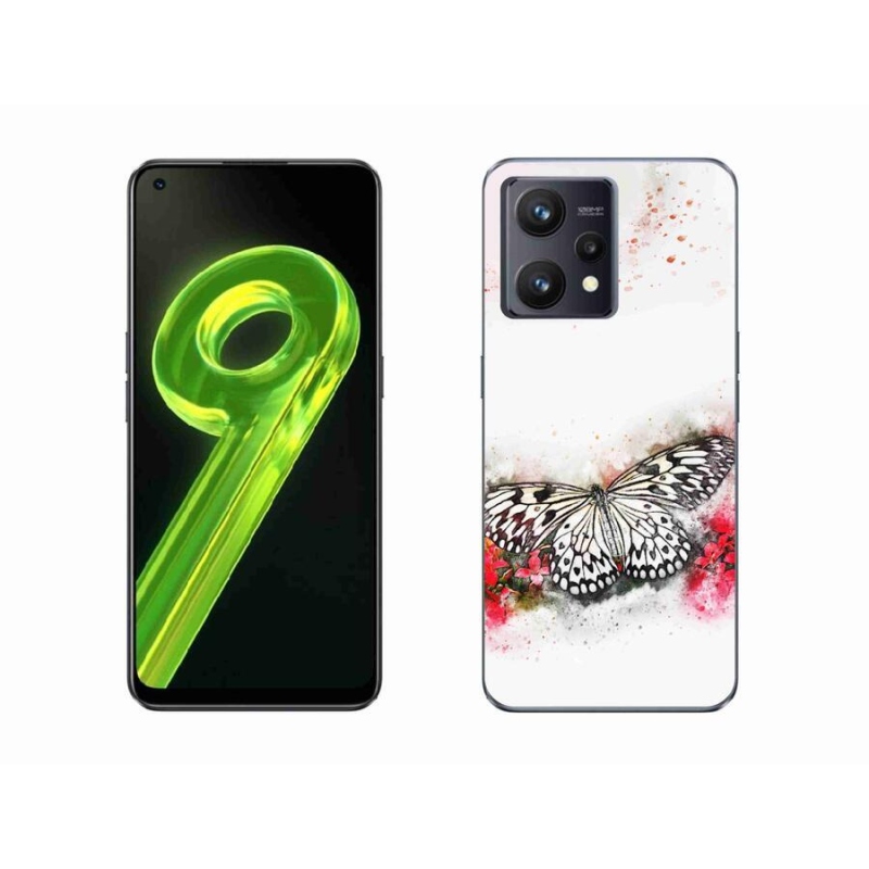 Gél borítás mmCase a Realme 9 4G készülékhez - fekete-fehér pillangó