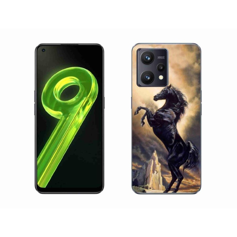 Gél borítás mmCase a Realme 9 4G készülékhez - fekete rajzfilm ló