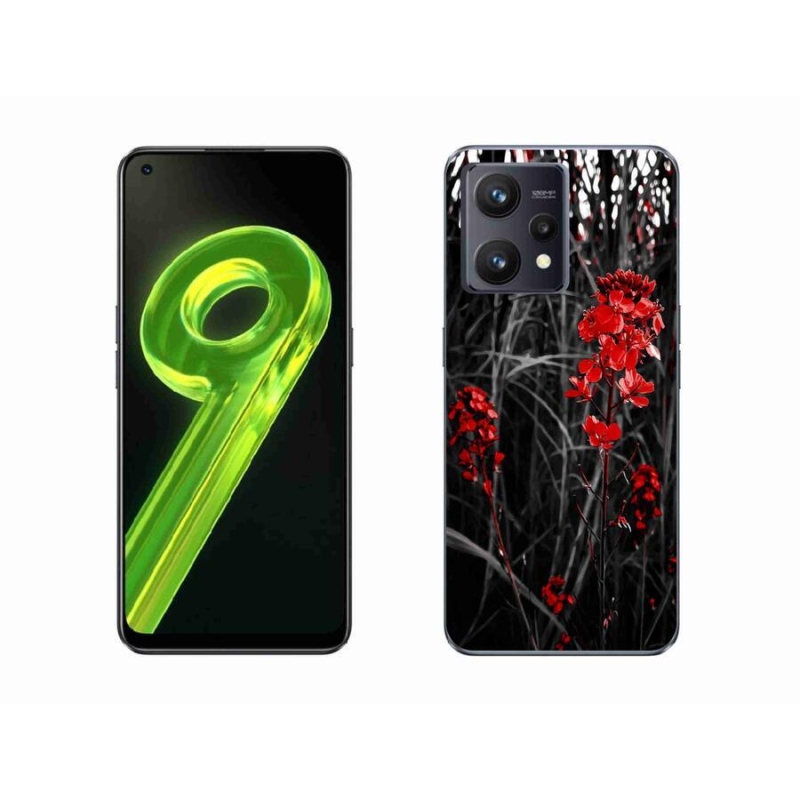 Gél borítás mmCase a Realme 9 4G készülékhez - piros növény