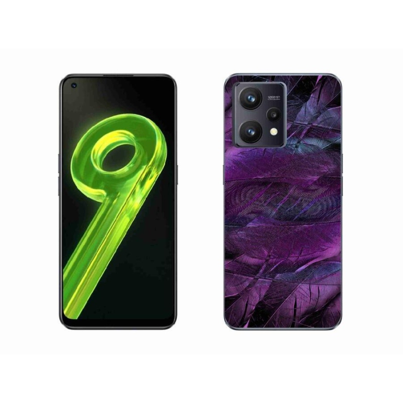 Gél borítás mmCase a Realme 9 4G készülékhez - lila tollak