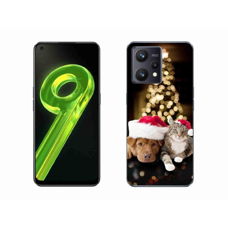 Gél borítás mmCase a Realme 9 4G-hez - Karácsonyi kutya és macska