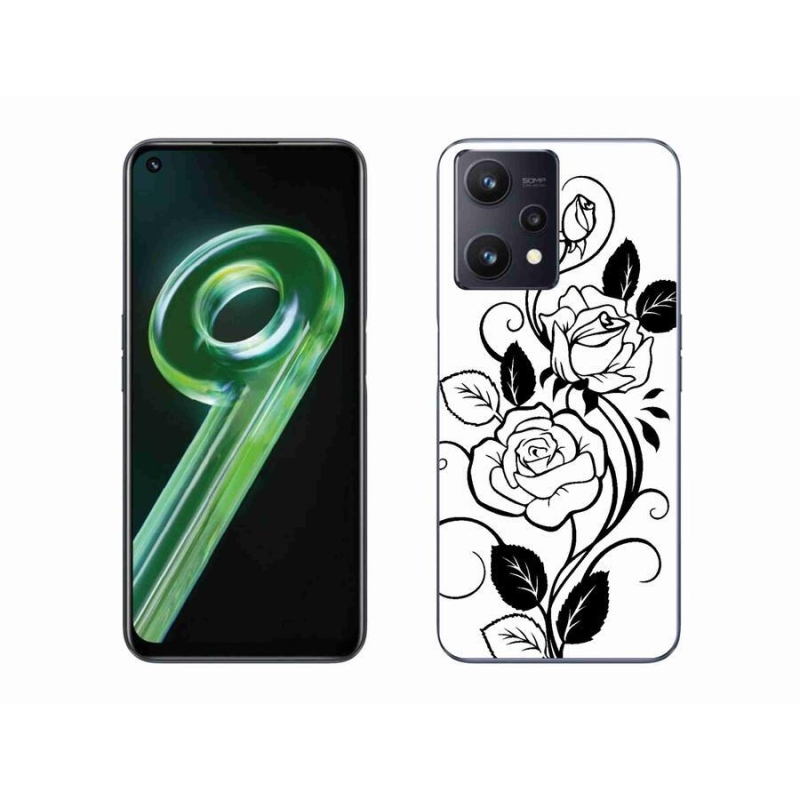 Gél borítás mmCase a Realme 9 5G készülékhez - fekete és fehér rózsa