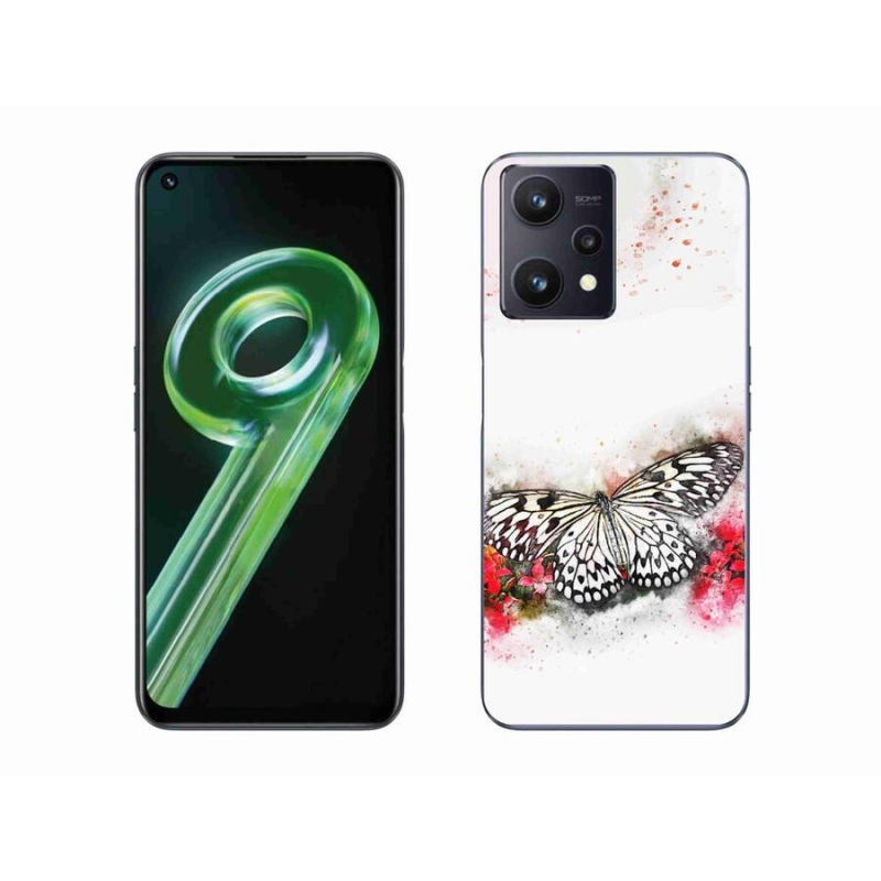 Zselés borítás mmCase a Realme 9 5G készülékhez - fekete-fehér pillangó