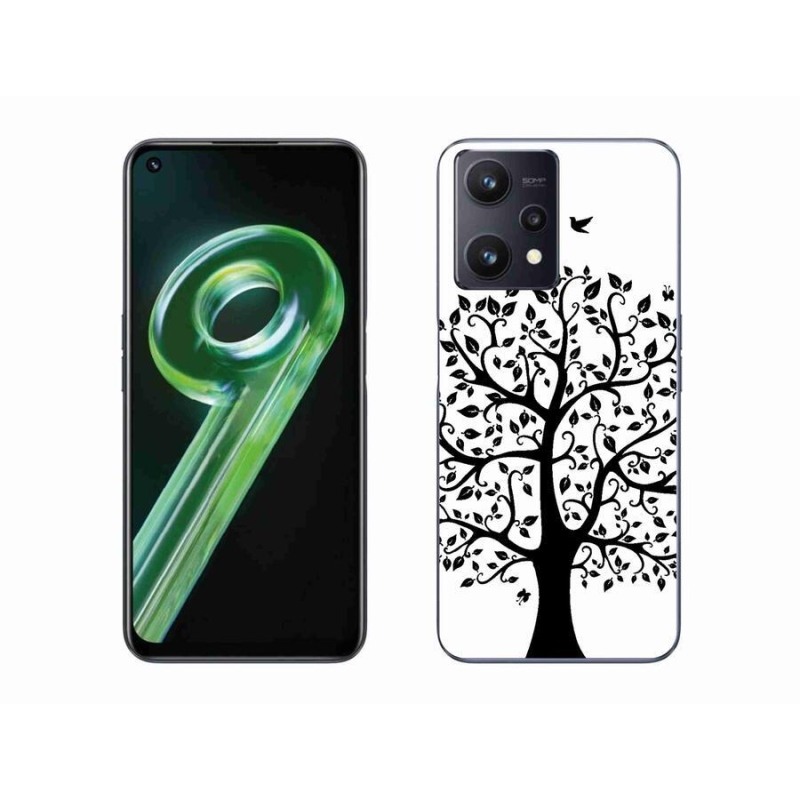 Zselés borítás mmCase a Realme 9 5G készülékhez - fekete-fehér fa