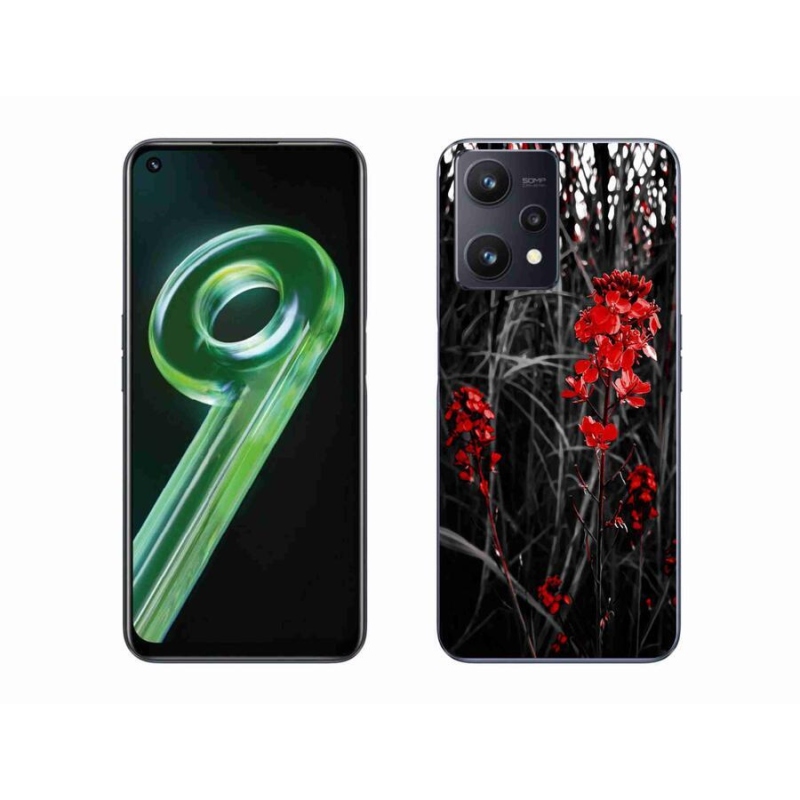 Gél borító mmCase a Realme 9 5G készülékhez - piros növény