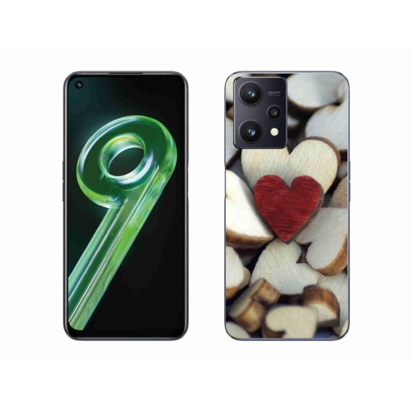 Gél borítás mmCase a Realme 9 5G készülékhez - gravírozott piros szív